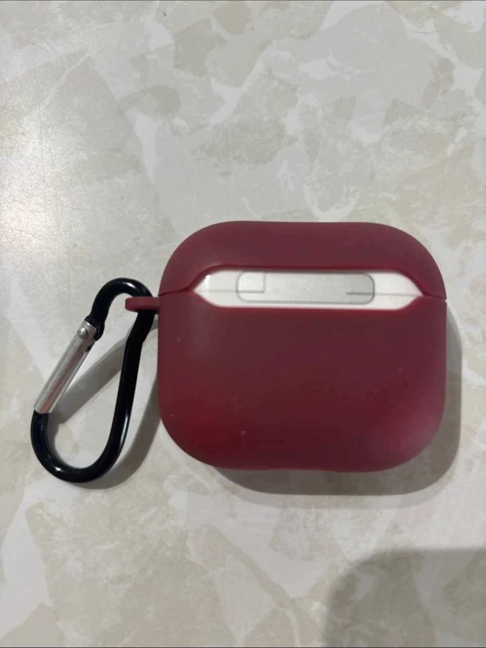 AirPods 3 Protective Burgundy Silicone Casewith Carabiner(AirPods not included)